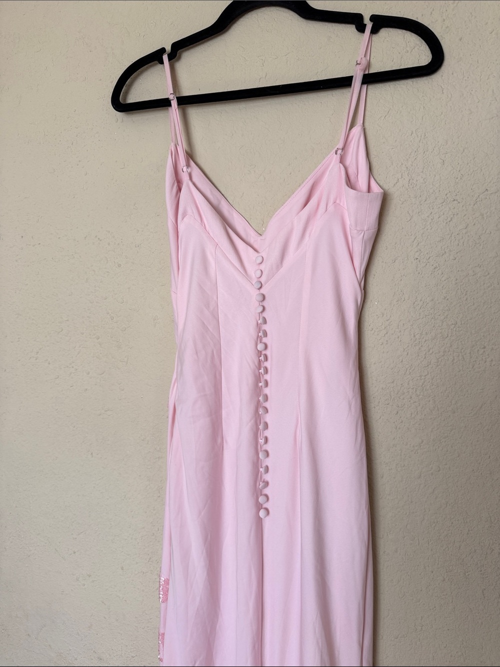 HOUSEOFCB 'Anastelle' Pink Hand Beaded Embellished Satin Maxi Dress Size S - Picture 9 of 17